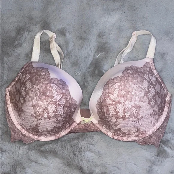 Victoria's Secret Dream Angels Push-Up Dusty Rose Cream Lace Bra 38D - Picture 1 of 7